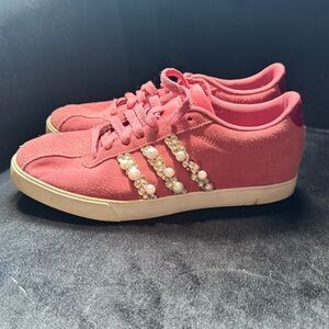 Adidas Women's Pink Sneakers with Pearl Detailing